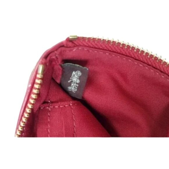 COACH Signature Monogram Khaki True Red Zip Wristlet NWT - Picture 5 of 5